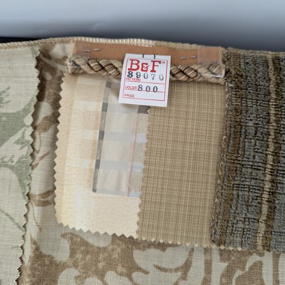 Brunschwig & Fils Linen Damask Fabric Sample Coffee Brown Craft Material Boho - Picture 5 of 5